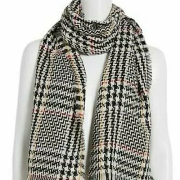 Steve Madden White Black Check Mate Day Sequin Oversized Blanket Wrap OS NWT - Picture 3 of 8